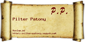Pilter Patony névjegykártya